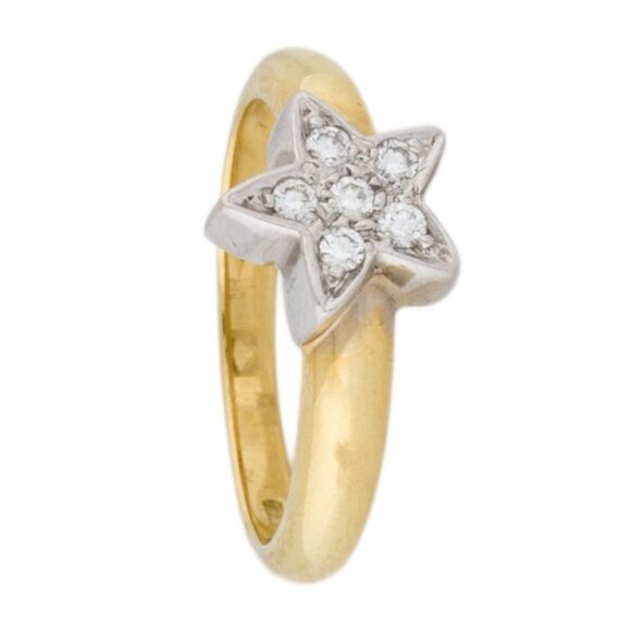 ROBERTO COIN 18K 750 YELLOW GOLD DIAMOND STAR RING - Picture 3 of 9